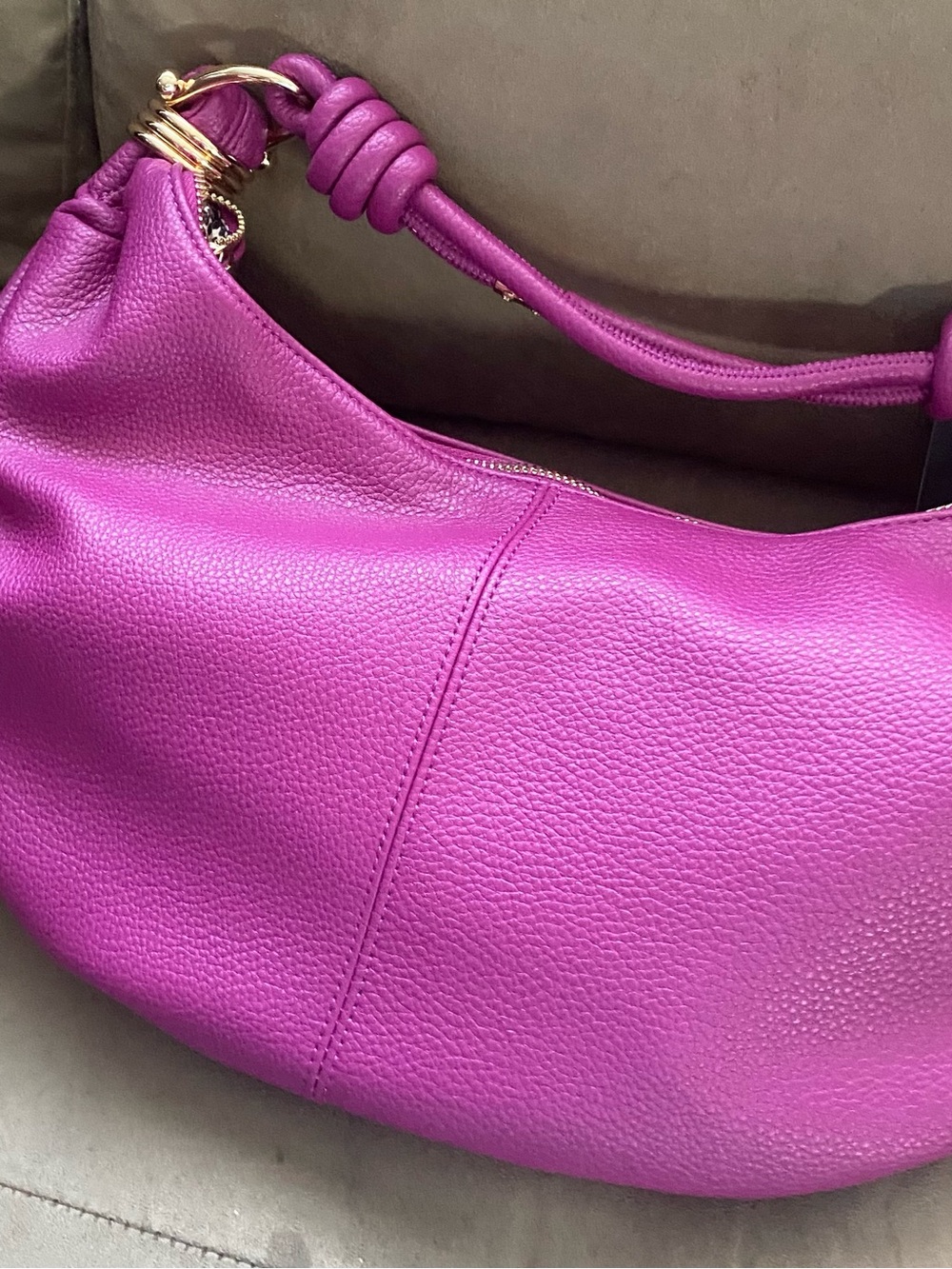 Fuchsia Pebbled Leather Shoulder Bag - Elegant Everyday Carry